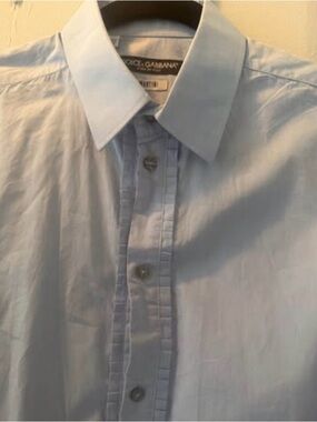 Dolce & Gabbana Pale Blue Men's Dress Shirt with Point Collar